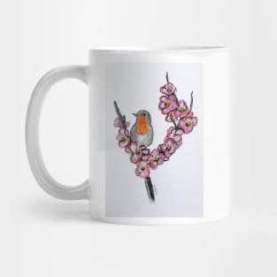 Robin And Peach Blossoms Mug